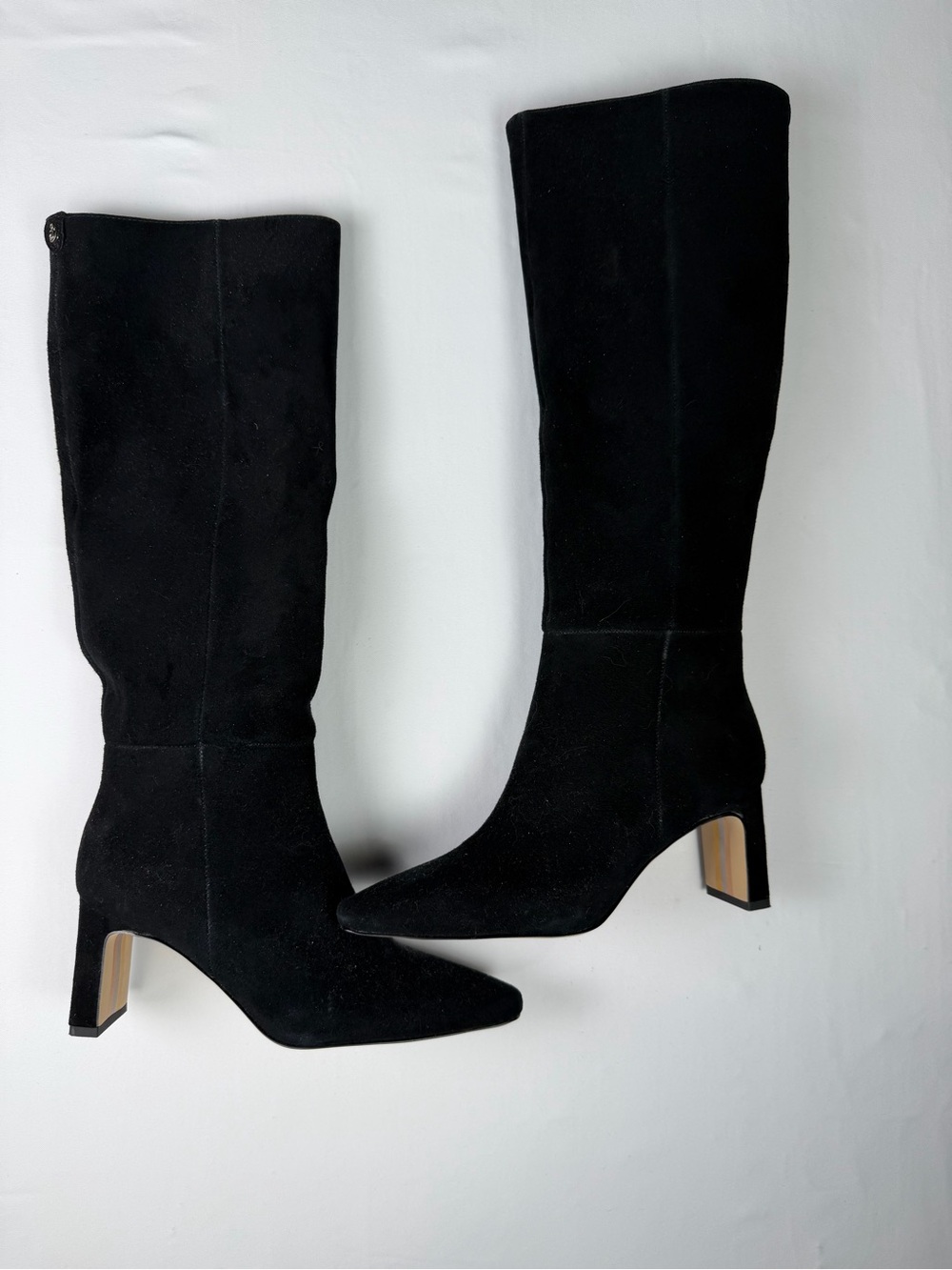 Classic Sam Edelman Sylvia Style Knee High Suede Black Boots side half zip 6 - Picture 2 of 16